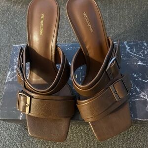 PrettyLittleThing Chocolate Brown Heeled Sandals